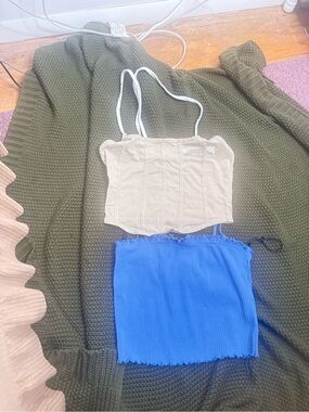 Forever 21 Light Blue Ribbed Top with Black Label.    2 included in the price